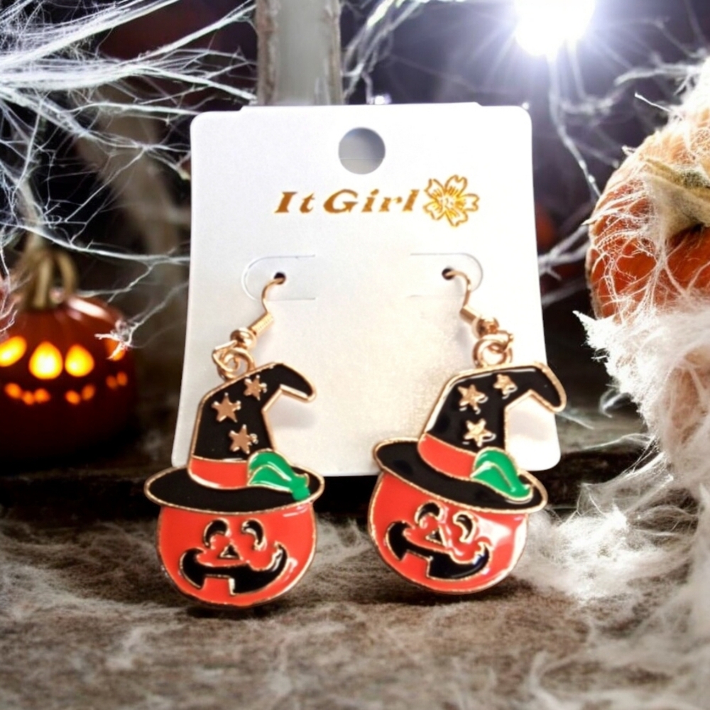 3 For $15 Pumpkin Witch Earrings
